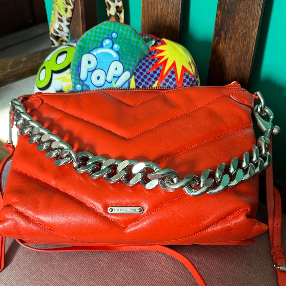 Rebecca Minkoff Bold Orange Crossbody Bag with Chain - Picture 5 of 12